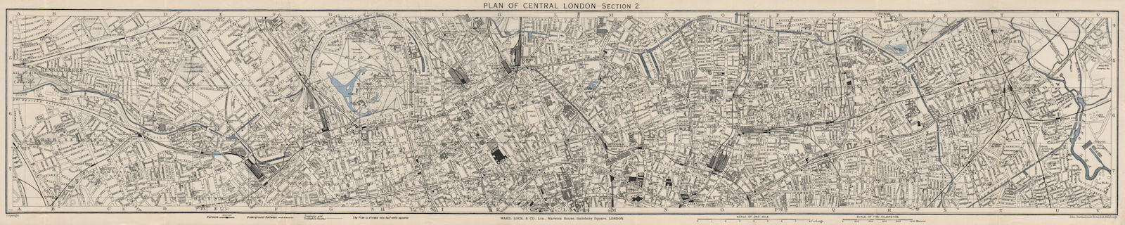 CENTRAL LONDON-SECTION 2 vintage town/city plan. London. WARD LOCK 1937 map
